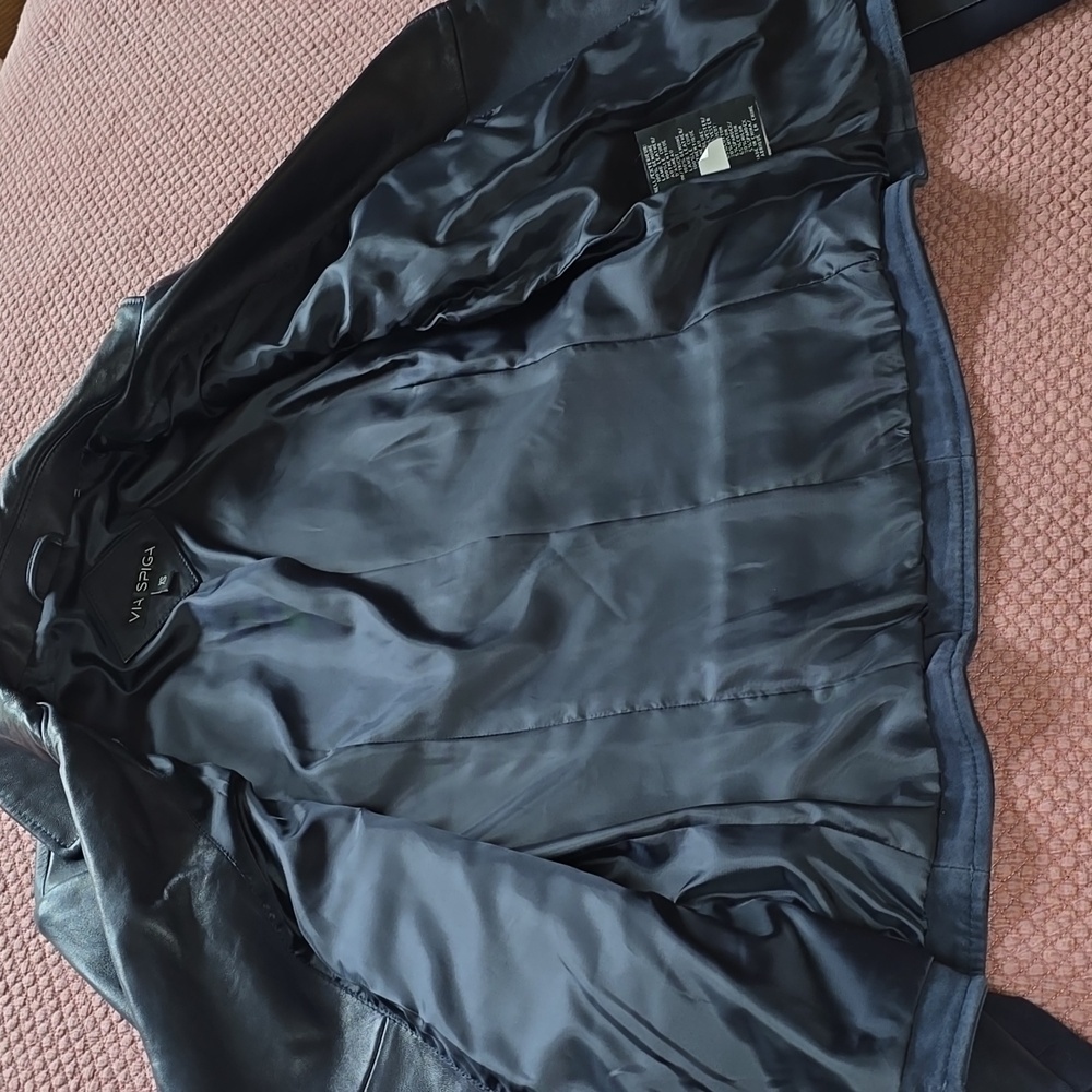 Via Spiga Mixed Media Leather Moto Jacket - Picture 12 of 17